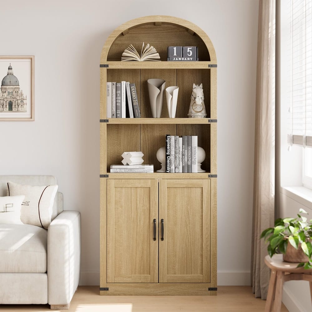 71.7" Tall Arched Bookshelf, 5-Tier Arched Display Cabinet with Storage Shelves