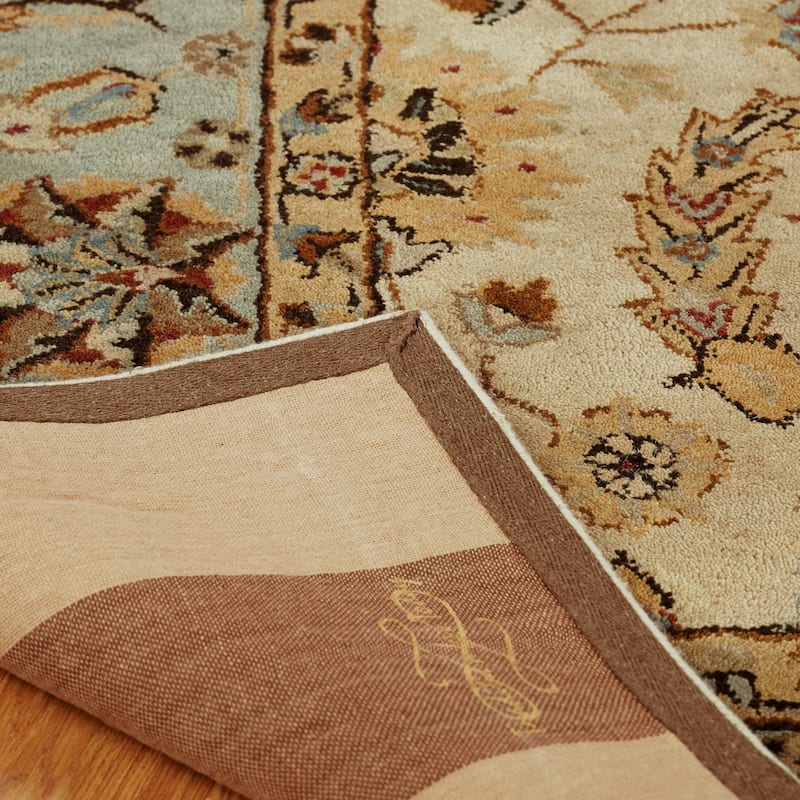 Empire Ivory and Light Blue Wool Hand-tufted Area Rug