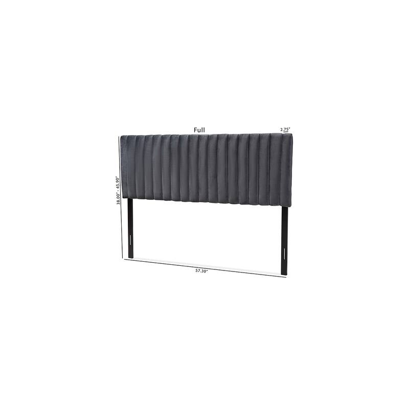 Grey Velvet Fabric Upholstered King Size Headboard with Dark Brown Wood Frame and Modern Sophisticated Style
