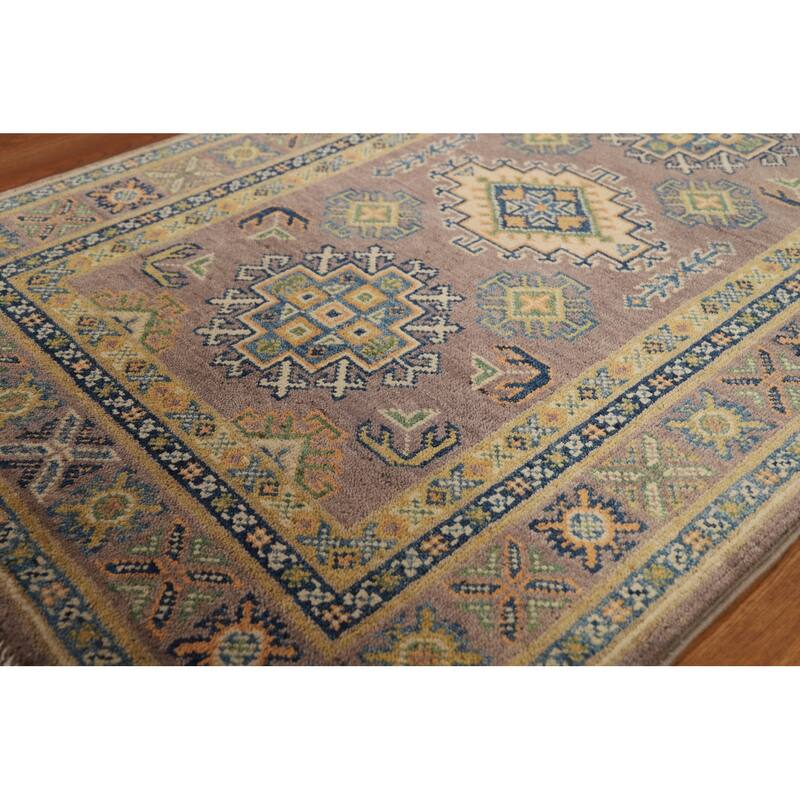 Brown Kazak Foyer Rug Hand-Knotted Wool Carpet - 2'9"x 4'3"