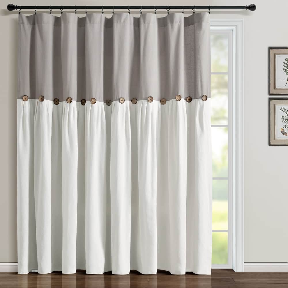 Lush Decor Linen Button Wide Width Single Curtain Panel (1 Panel)