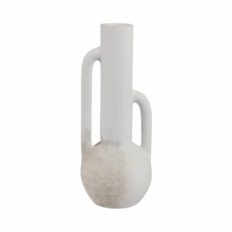 Pottery Woven Decorative Vase with Sculptural Design - 19" White