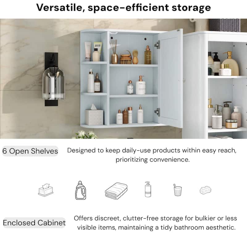 Christopher Knight Home - Modern Wall Mounted Medicine Cabinet with Mirror and Adjustable Shelves