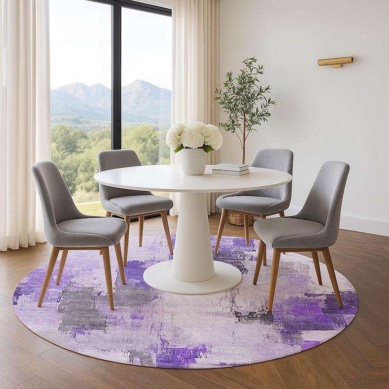 Premium Washable Super Soft Abstract Chic Mayfield Rug - Lavender - 8' x 8'