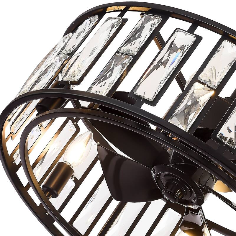 20-In Chandelier Caged Ceiling Fan with Light and Remote(5-blade)