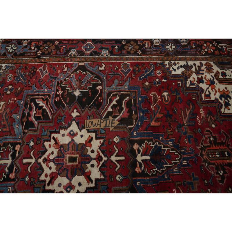Hand Knotted Oriental 100% Wool Carpet Traditional Medallion Red Heriz Area Rug - 10' 6'' X 6' 11''
