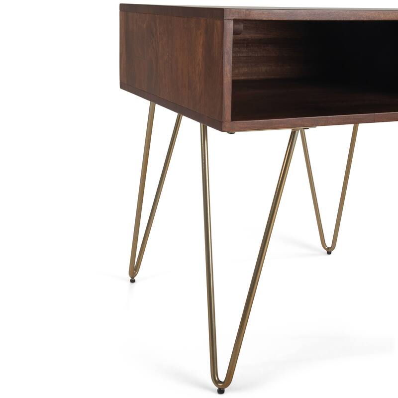 WYNDENHALL Moreno SOLID MANGO WOOD and Metal 22 inch Wide Square Industrial End Side Table - 22 W x 22 D x 23 H