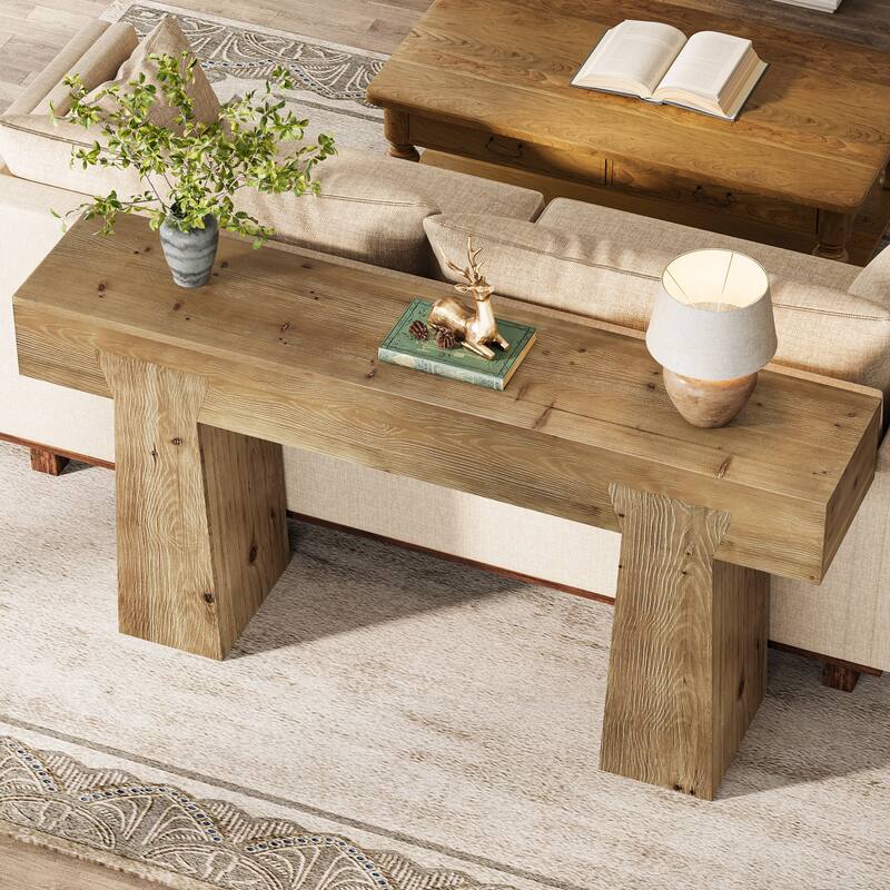 Solid Wood Entryway Console Table, Sofa Behind Table, Living Room Hallway Foyer Accent Table