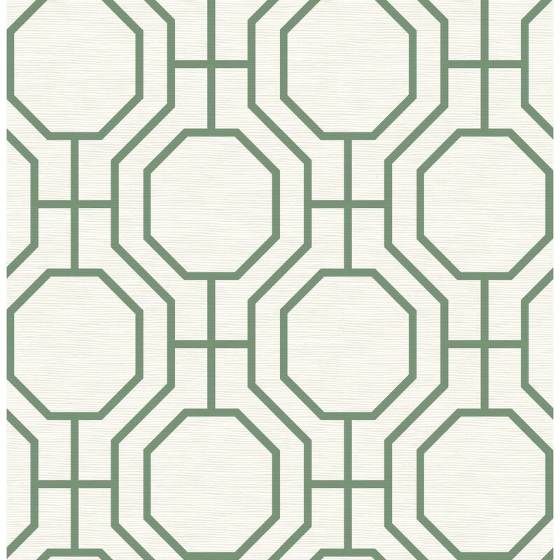 A-Street Prints Manor Green Geometric Trellis Wallpaper