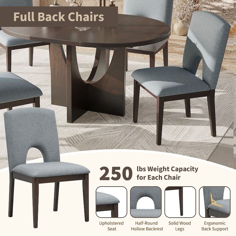 Roomfitters Modern 5-Piece Extendable Round Dining Table Set with Removable Leaf