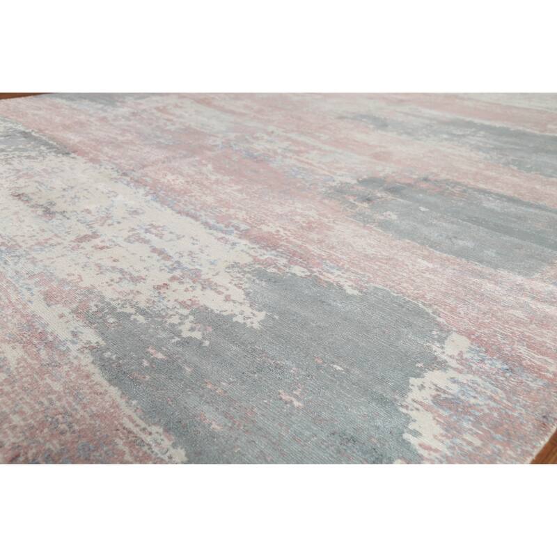 Multi-Color Modern Abstract Area Rug Hand-Knotted Wool Carpet - 8'0"x 9'10"