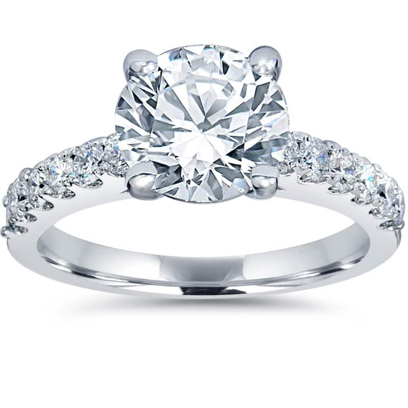 Bliss Diamond Certified 2ct Diamond Engagement Ring Solitaire Accent White Gold Lab Grown - 4