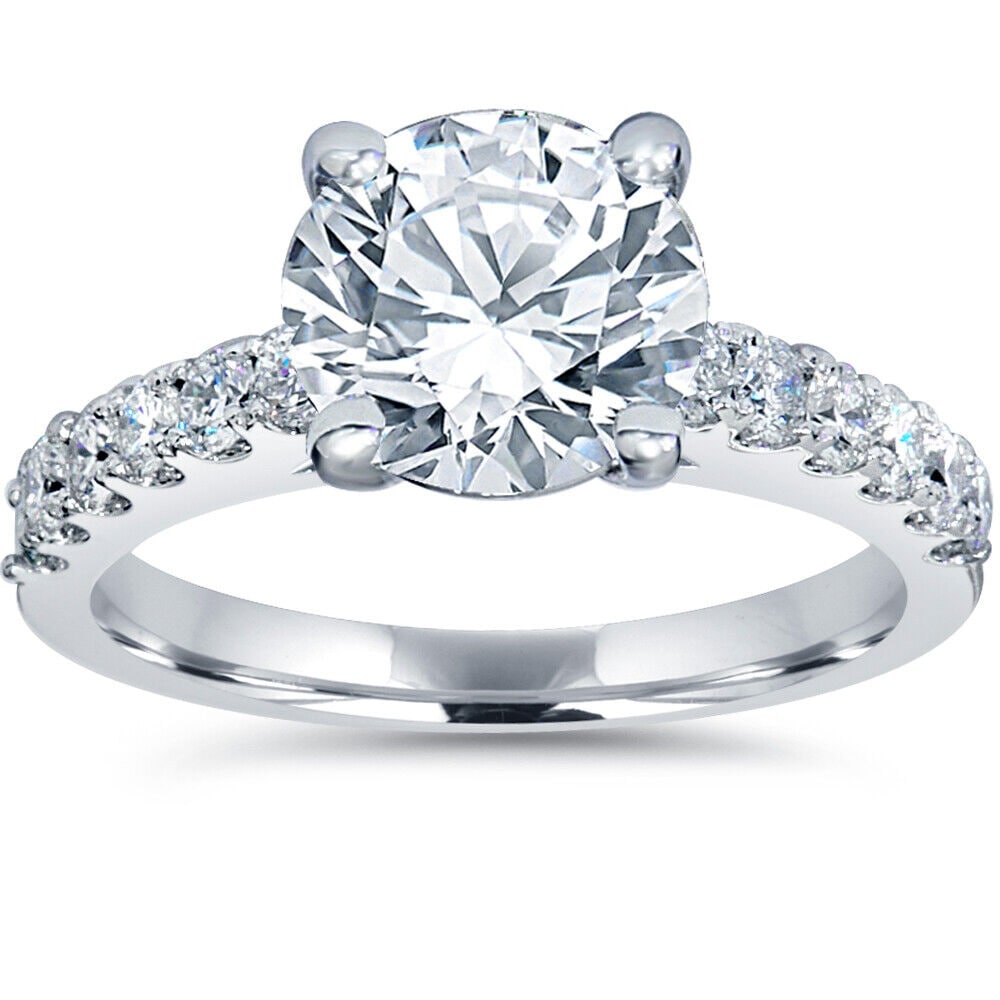 Bliss Diamond Certified 2ct Diamond Engagement Ring Solitaire Accent White Gold Lab Grown