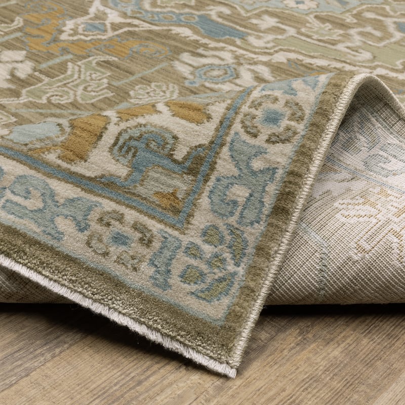 Meadow Bohemian Medallion Brown/ Teal Area Rug