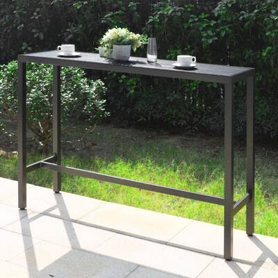 Outdoor Bar Table Patio Table Rectangular Pub Height Dining Table with Metal Frame - 47.2 in