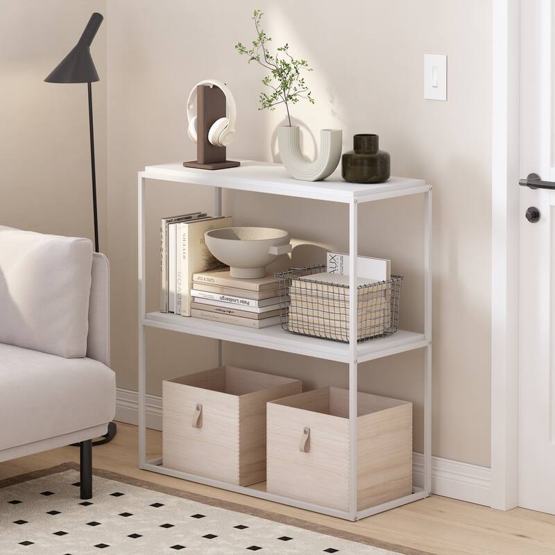 Furinno Moretti Modern Lifestyle Wide Stackable Shelf, 2-Tier, Columbia Walnut