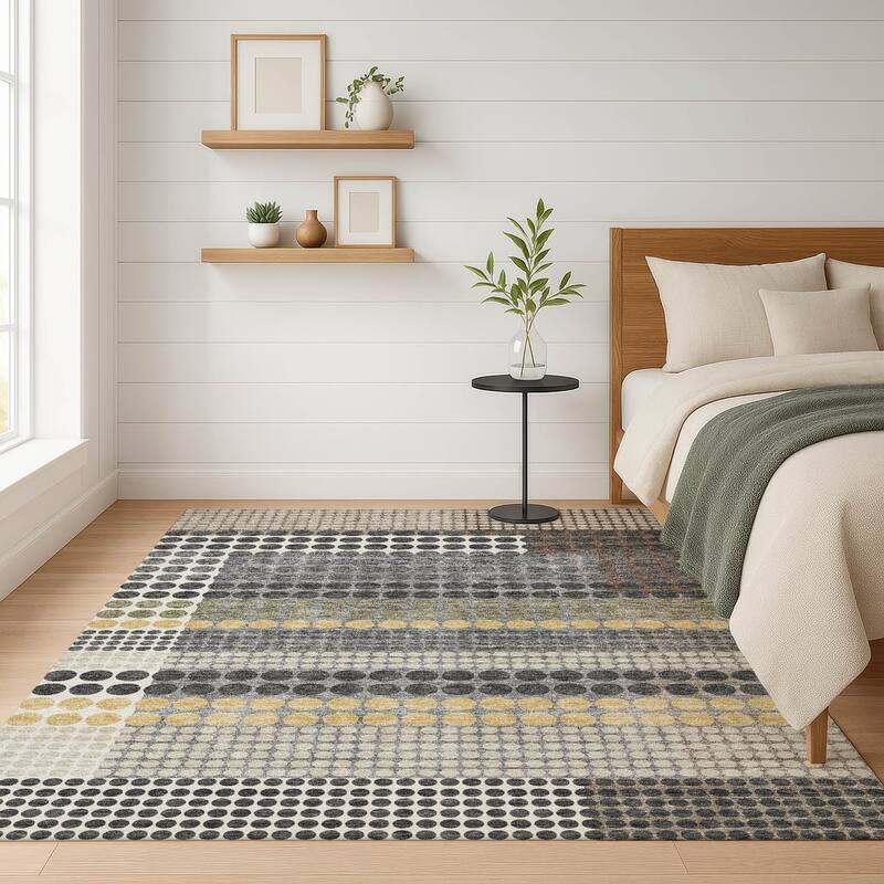 Machine Washable Indoor/ Outdoor Casual Dotty Chantille Rug