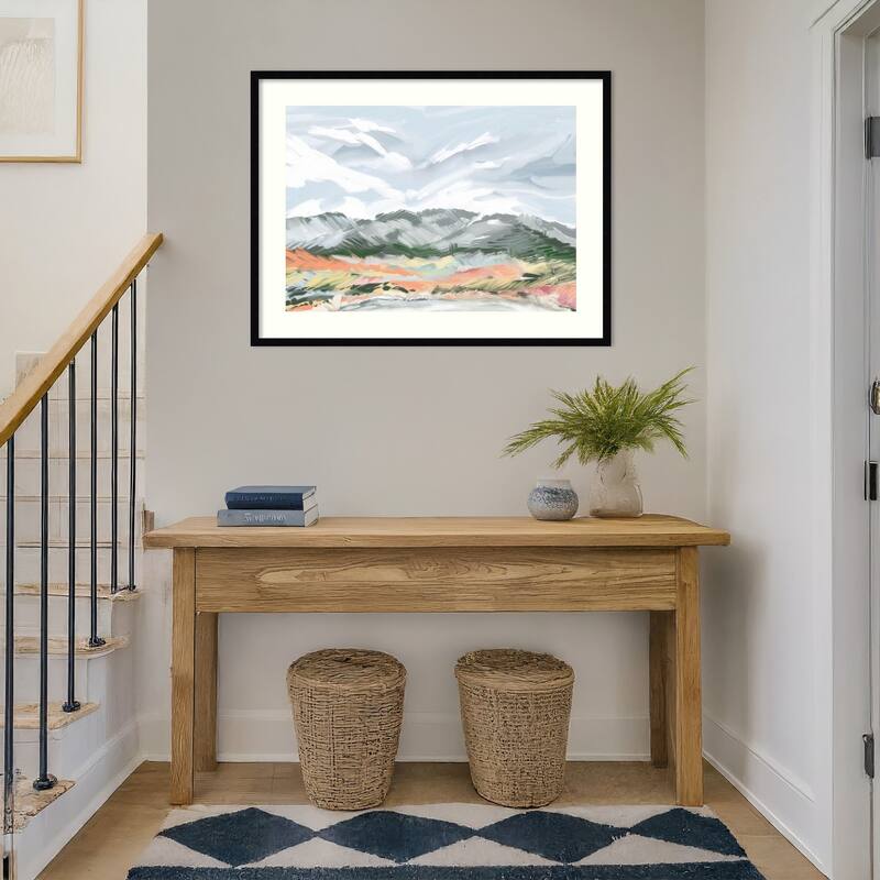 Whispering Peaks by Jenna Alheit Wood Framed Wall Art Print - Svelte Noir Black