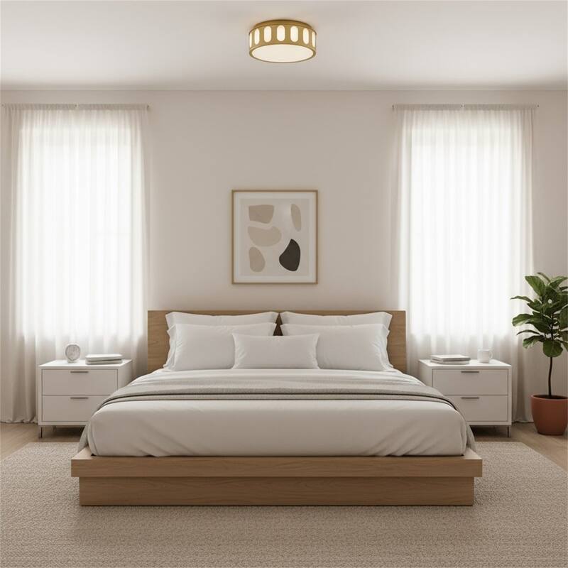 15.15-in Antique Brass LED Flush Mount