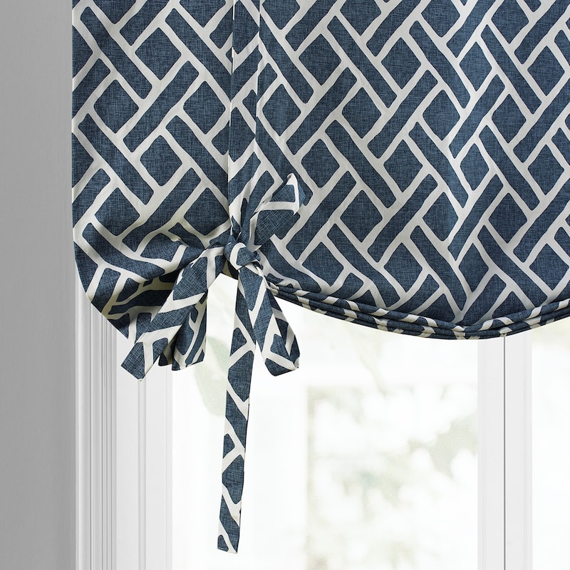 Exclusive Fabrics Martinique Printed Cotton Room Darkening Tie-Up Window Shades - 46 X 63