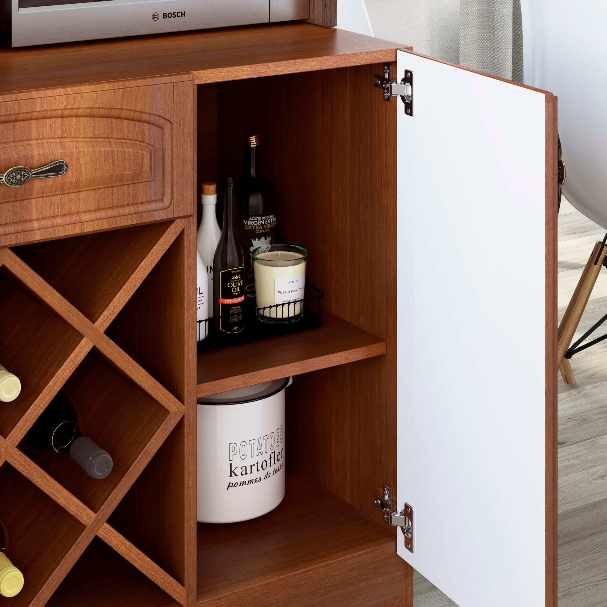Galiano Pantry Kitchen Microwave Storage Cabinet Buffet with ...