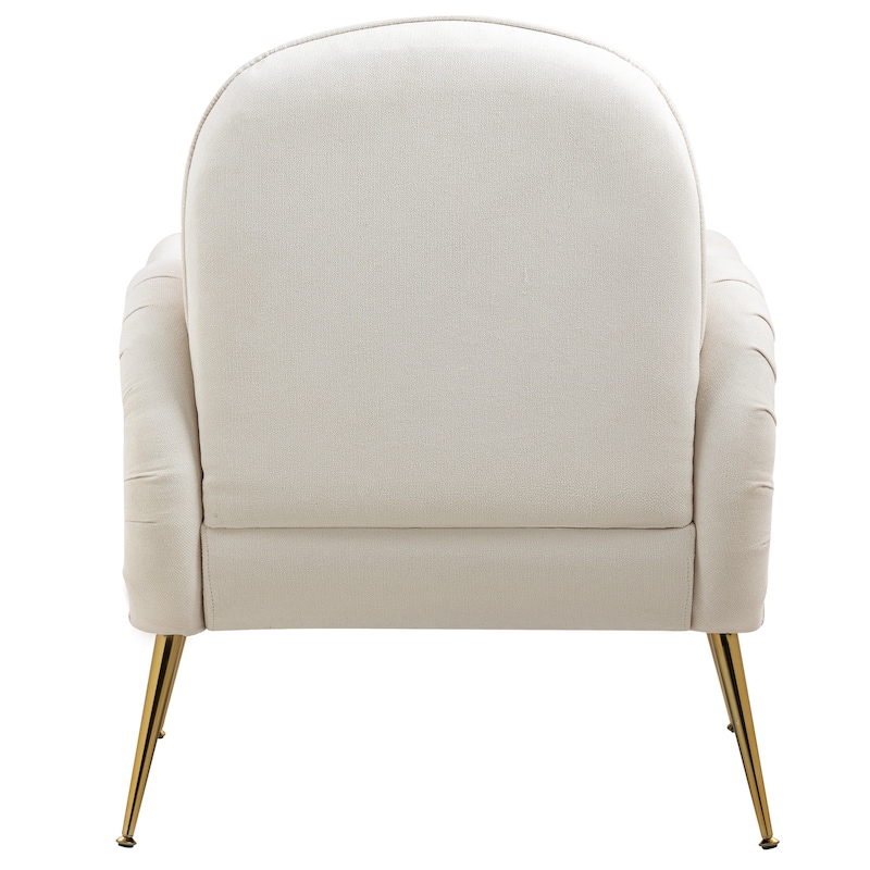 Snowflake Fabric Accent Chair with Gold Metal Legs, High-Density Foam and Spring Cushion, and 300 lbs Weight Capacity