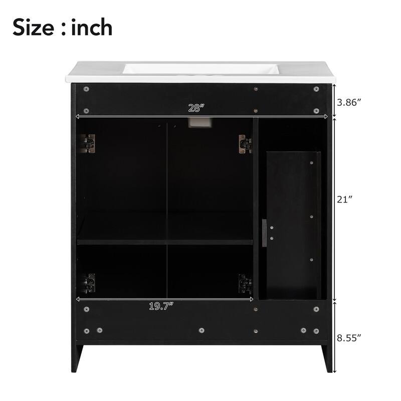 Modern 30-Inch Bathroom Vanity Cabinet with Easy-to-Clean Resin Integrated Sink in Blue