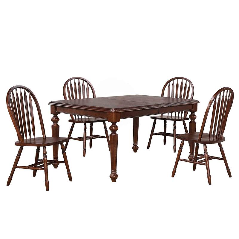 Extendable Dining Set - 5 Piece Rectangular Table with Butterfly Leaf - Seats 8