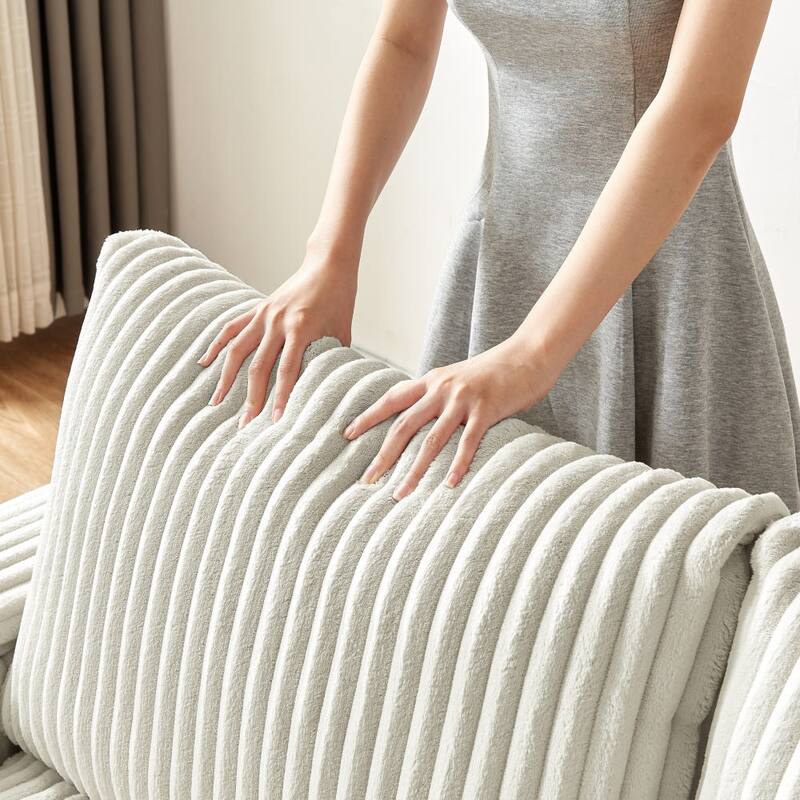 71" Sofa Plush Corduroy Square Storage Armrest USB port