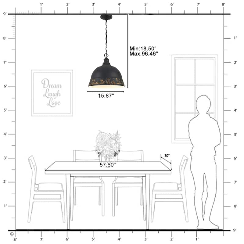 2-Light Farmhouse Pendant Light with Distressed Gold Dome Shade - 2-Lights