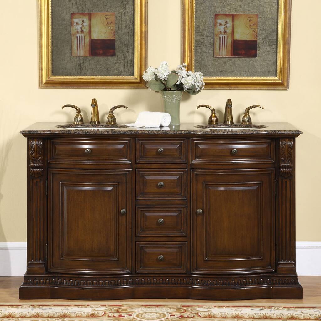 Silkroad Exclusive Orinda Double Sink Bathroom Vanity