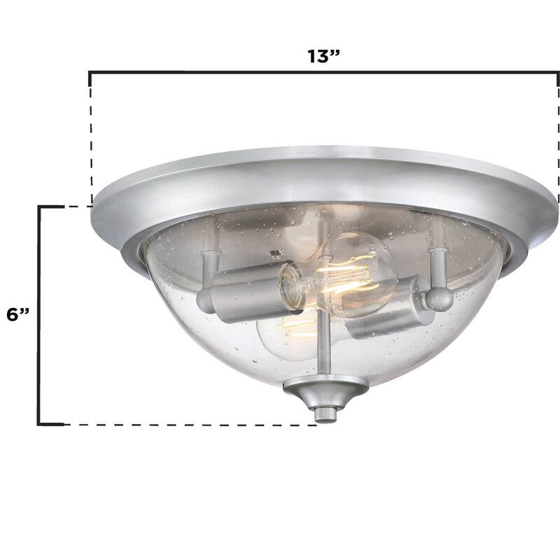 Westinghouse Lighting Basset Two Light 13 Inch Brushed Nickel Indoor Flush Mount Fixture