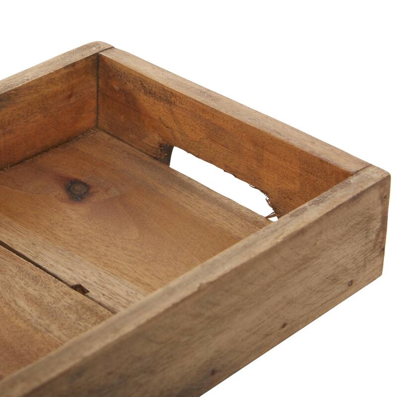 Wood Living Room Decor Tray - Set of 3 Brown - Roche River Decor