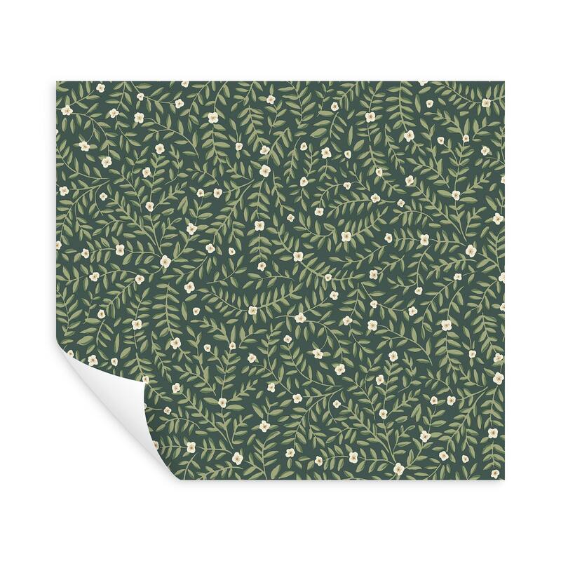 Rifle Paper Co. Elodie Evergreen Petite Floral Premium Peel + Stick Wallpaper