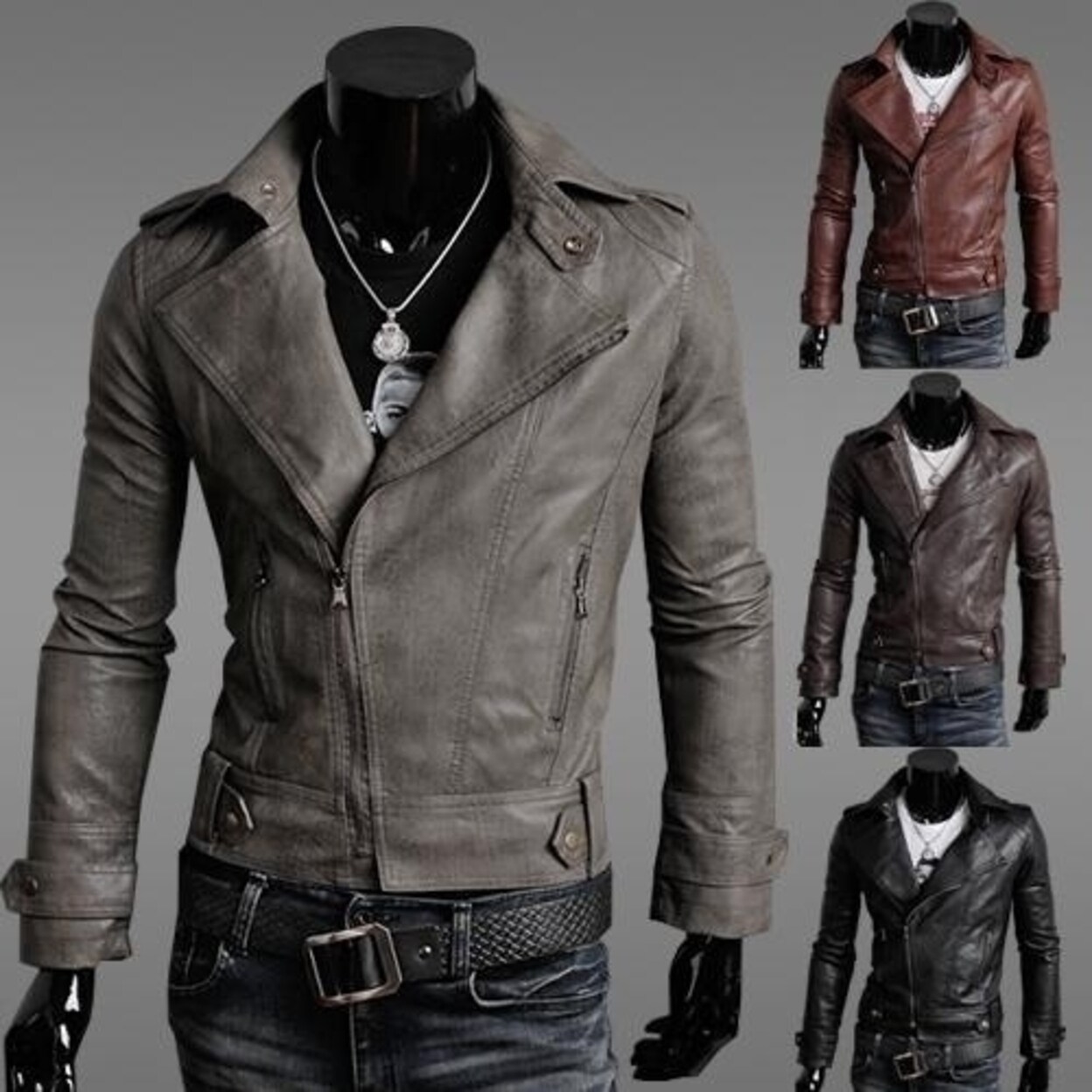 Shop Mens Fashion Faux Leather Jackets Designer Casual Slim Fit