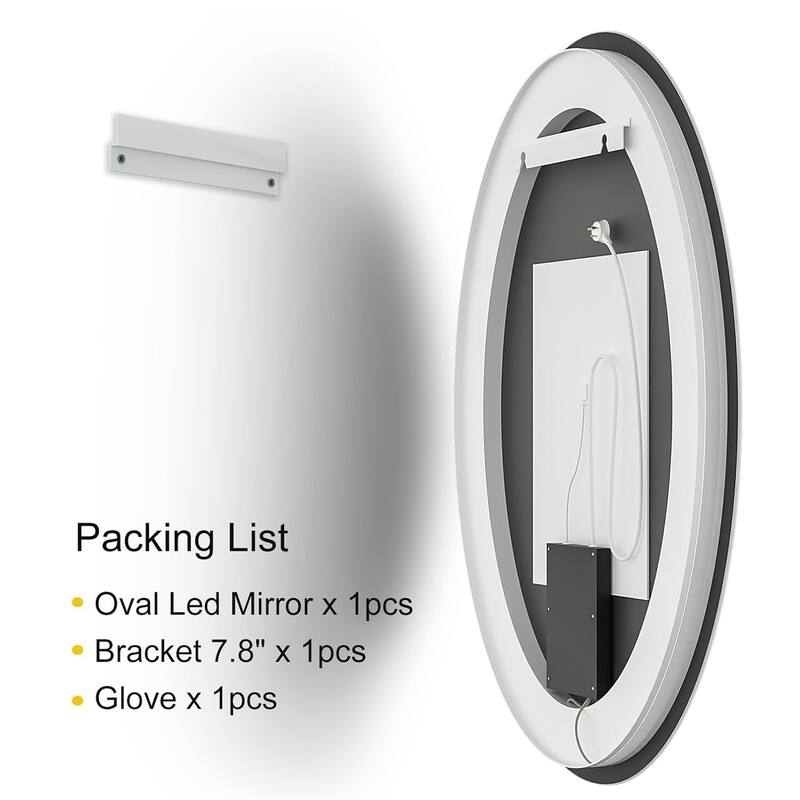 Oval LED Lighted Anti-Fog Wall Bathroom Vanity Mirror