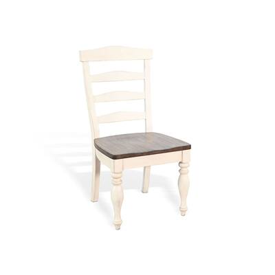 Dean Dining Chair Set of 2, Ladder Back, Dark Brown, White Solid Wood