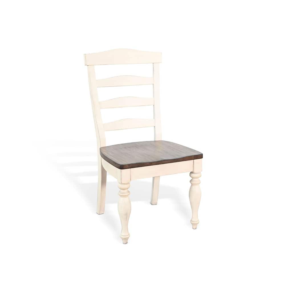 Dean Dining Chair Set of 2, Ladder Back, Dark Brown, White Solid Wood