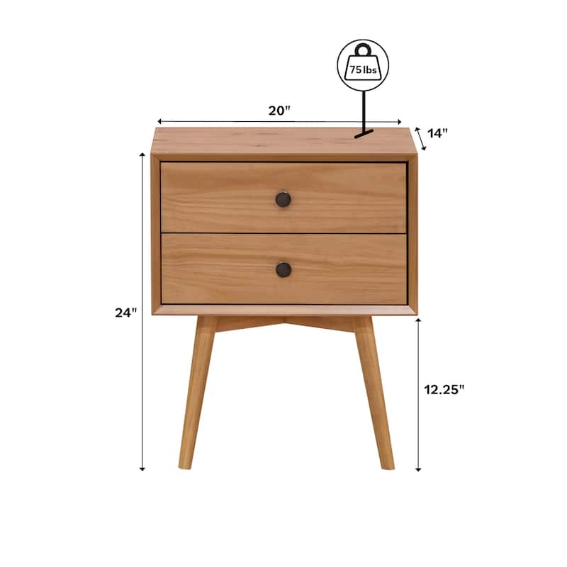 Middlebrook Mid-Century Modern Solid Wood 2-Drawer Nightstand
