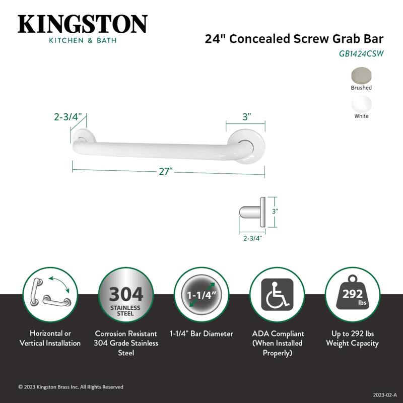 Kingston Brass Made To Match 24-Inch Stainless Steel Grab Bar