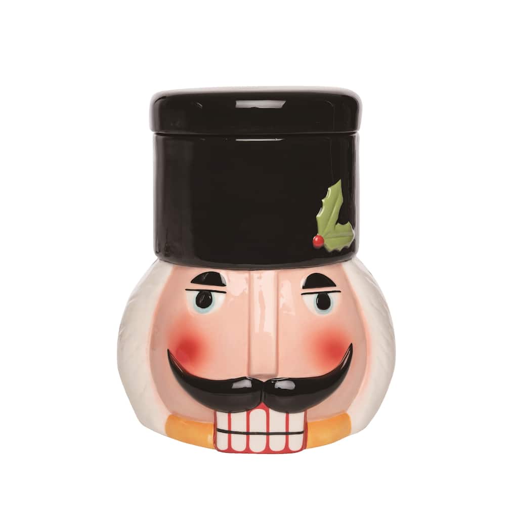 Transpac Dolomite 11.75 in. Multicolor Christmas Nutcracker Head Cookie Jar