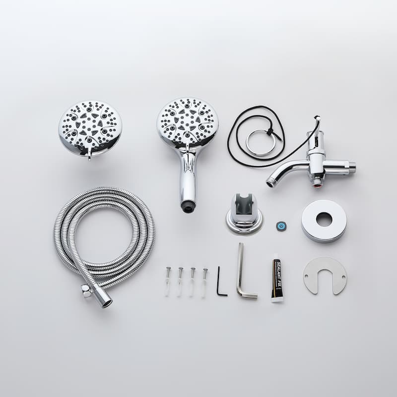 4.5 Inch Wall Mounted Dual Shower Set With 8-Settings Handheld Shower (Valve Not Included)