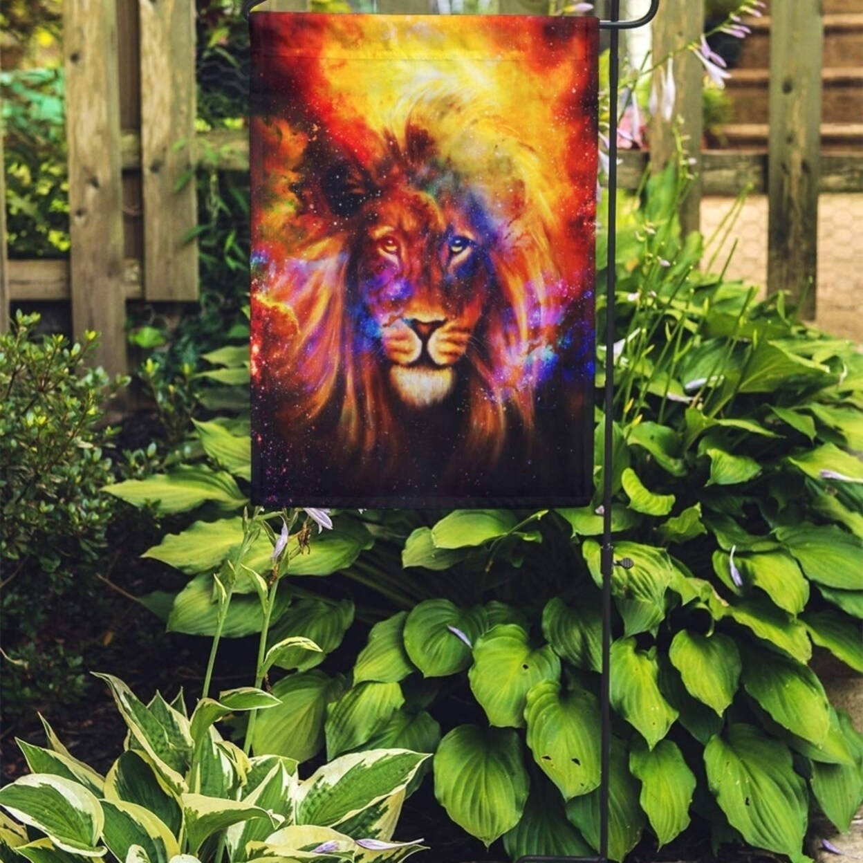 Shop Face Portrait Lion In Cosmic Space Eye Contact Galaxy King Garden Flag Decorative Flag House Banner 28x40 Inch Overstock