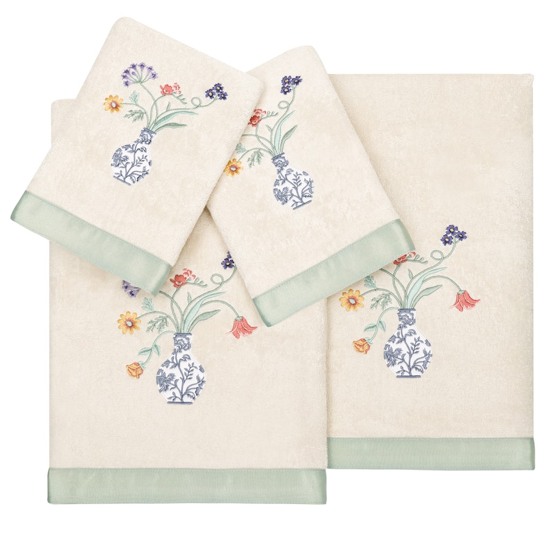 Authentic Hotel and Spa 100% Turkish Cotton Stella 4PC Embellished Towel Set - Beige