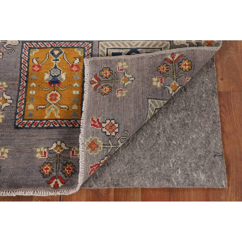 Gray Kazak Accent Rug Handmade Wool Carpet - 2'10" x 4'2"