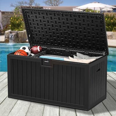 230 Gallon Large Resin Deck Box, Spacious and Versatile Waterproof Outdoor Storage Box for Patio - 230Gal