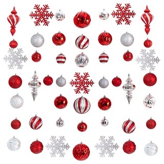 Holiday Deluxe Shatterproof 81 Count Christmas Tree Ornament Box Set - 3.5