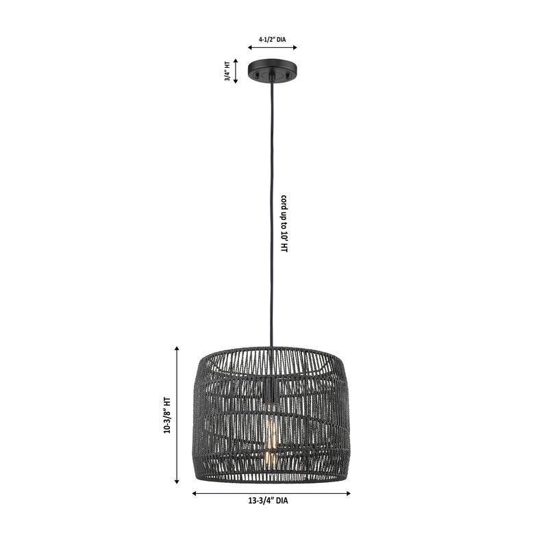 Innovations Lighting Elwood - 1 Light 14" Cord Hung Pendant - Matte Black Finish - Matte Black Shade