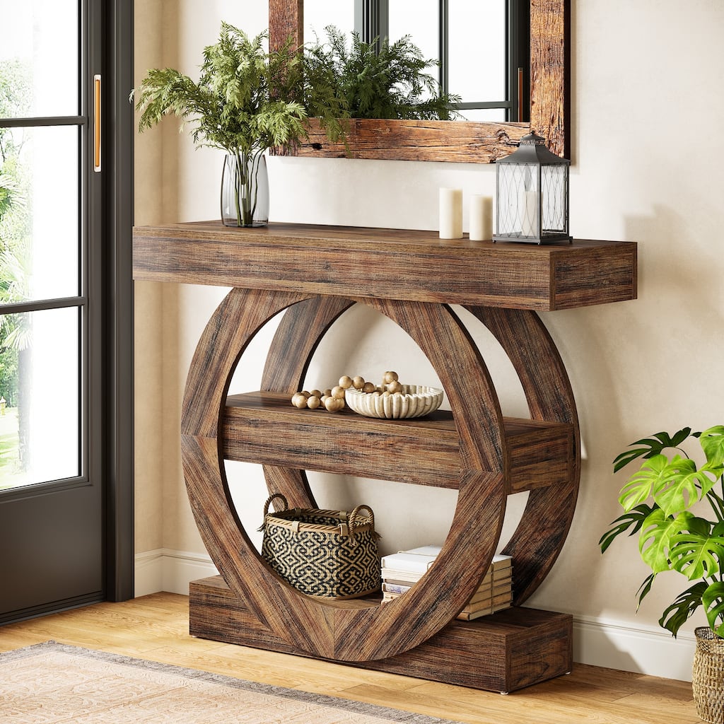 41.3" Farmhouse Console Table, 3-Tier Sofa Table