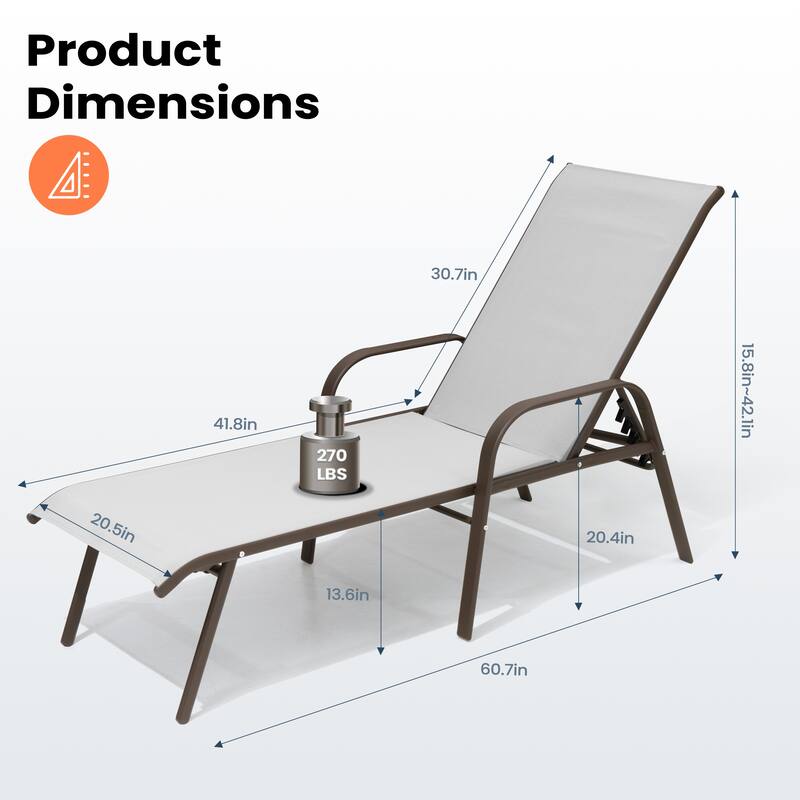 Pellebant Outdoor Patio Adjustable Chaise Lounge Chairs